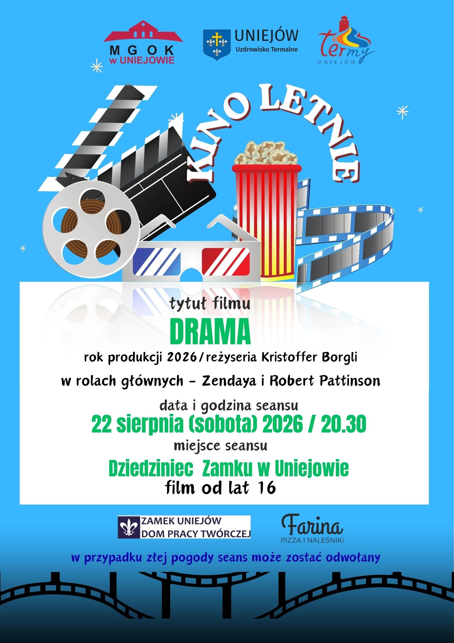 Kino plenerowe na dziedzińcu Zamku w Uniejowie